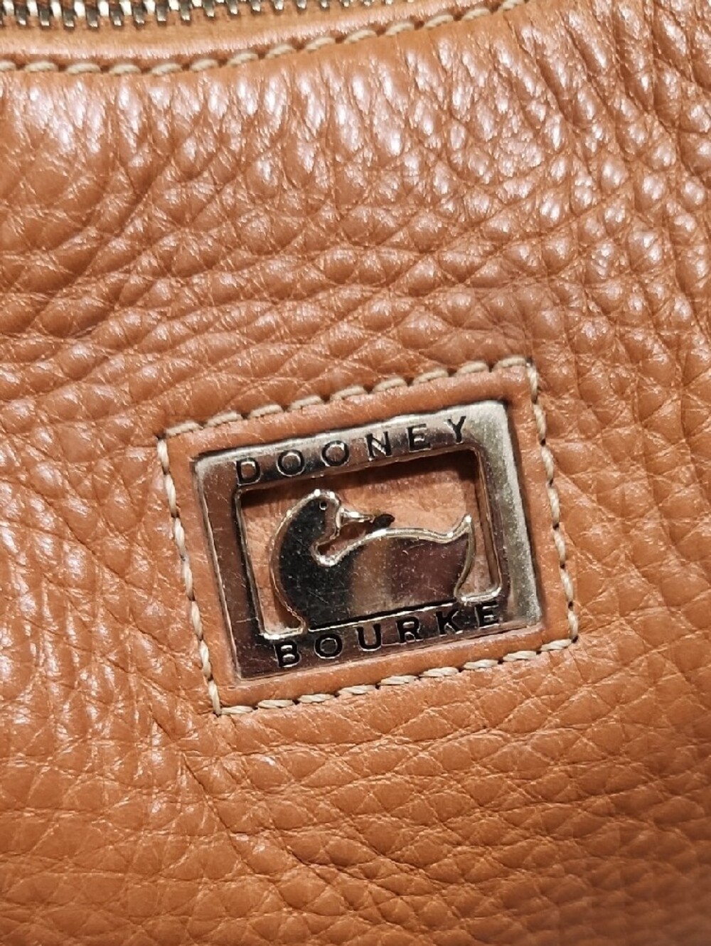 Dooney & Bourke Pebbled Leather Shoulder Bag in Cognac Brown - Picture 6 of 11